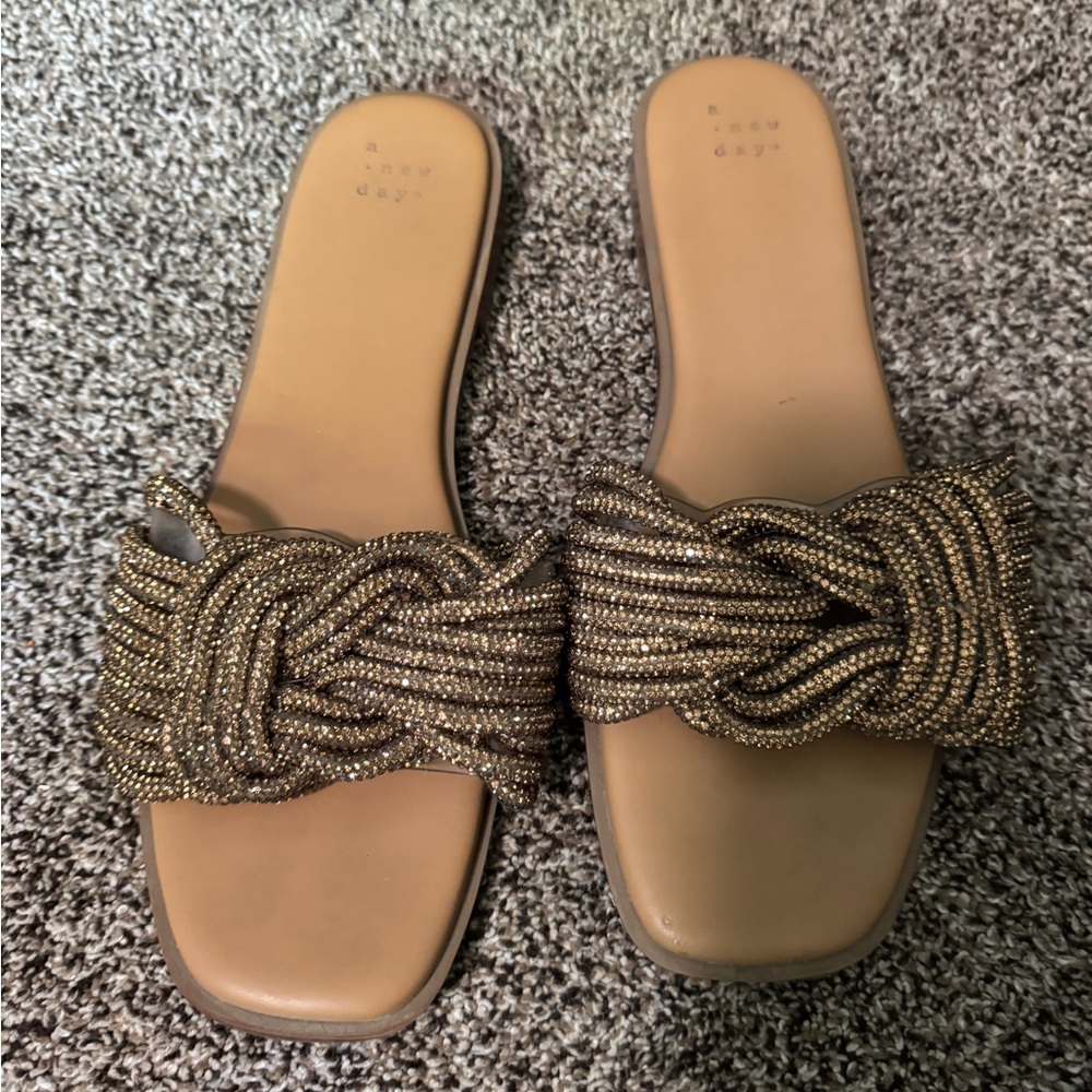 A New Day Tan Knotted Rope Slide Sandals